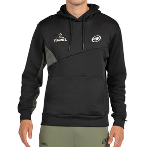 Bullpadel Palmiro hoodie voor heren in zwart, vooraanzicht met kangoeroezak