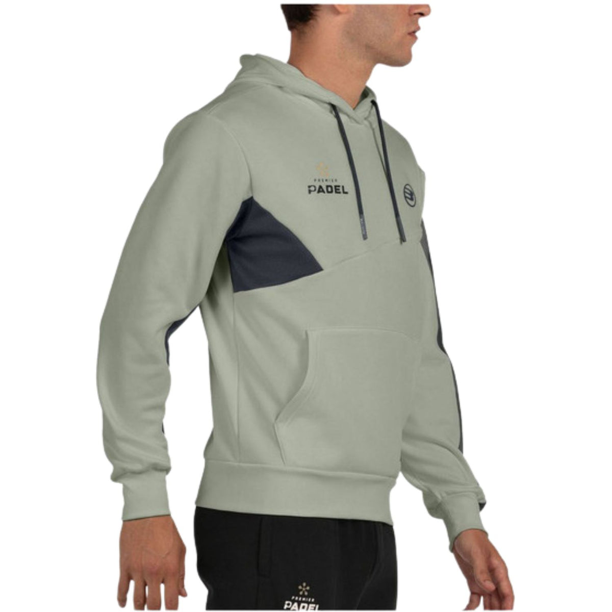 Lichtgroene Bullpadel Palmiro hoodie van opzij met donkerblauw schoudervlak