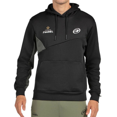 Bullpadel Palmiro hoodie voor heren in zwart, vooraanzicht met kangoeroezak