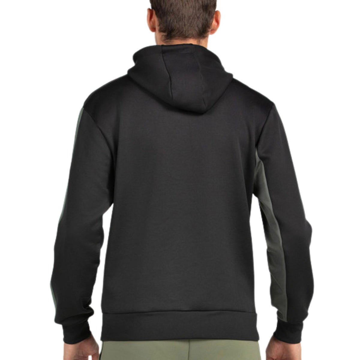 Achterzijde van de zwarte Bullpadel Palmiro hoodie met capuchon
