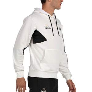 Witte Bullpadel Palmiro hoodie van opzij met zwarte schoudervlak