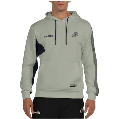 Bullpadel Palmiro hoodie in lichtgroen met donkerblauw paneel, vooraanzicht