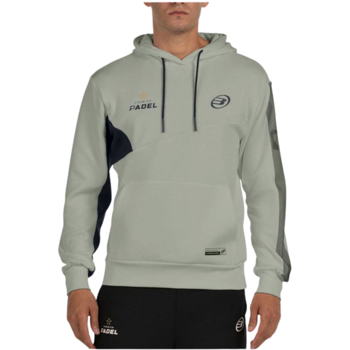 Bullpadel Palmiro hoodie in lichtgroen met donkerblauw paneel, vooraanzicht