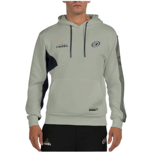 Bullpadel Palmiro hoodie in lichtgroen met donkerblauw paneel, vooraanzicht