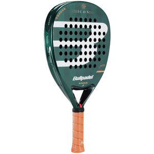 Bullpadel ICON 26 padelracket schuin vooraanzicht, diamantvorm in groen en wit