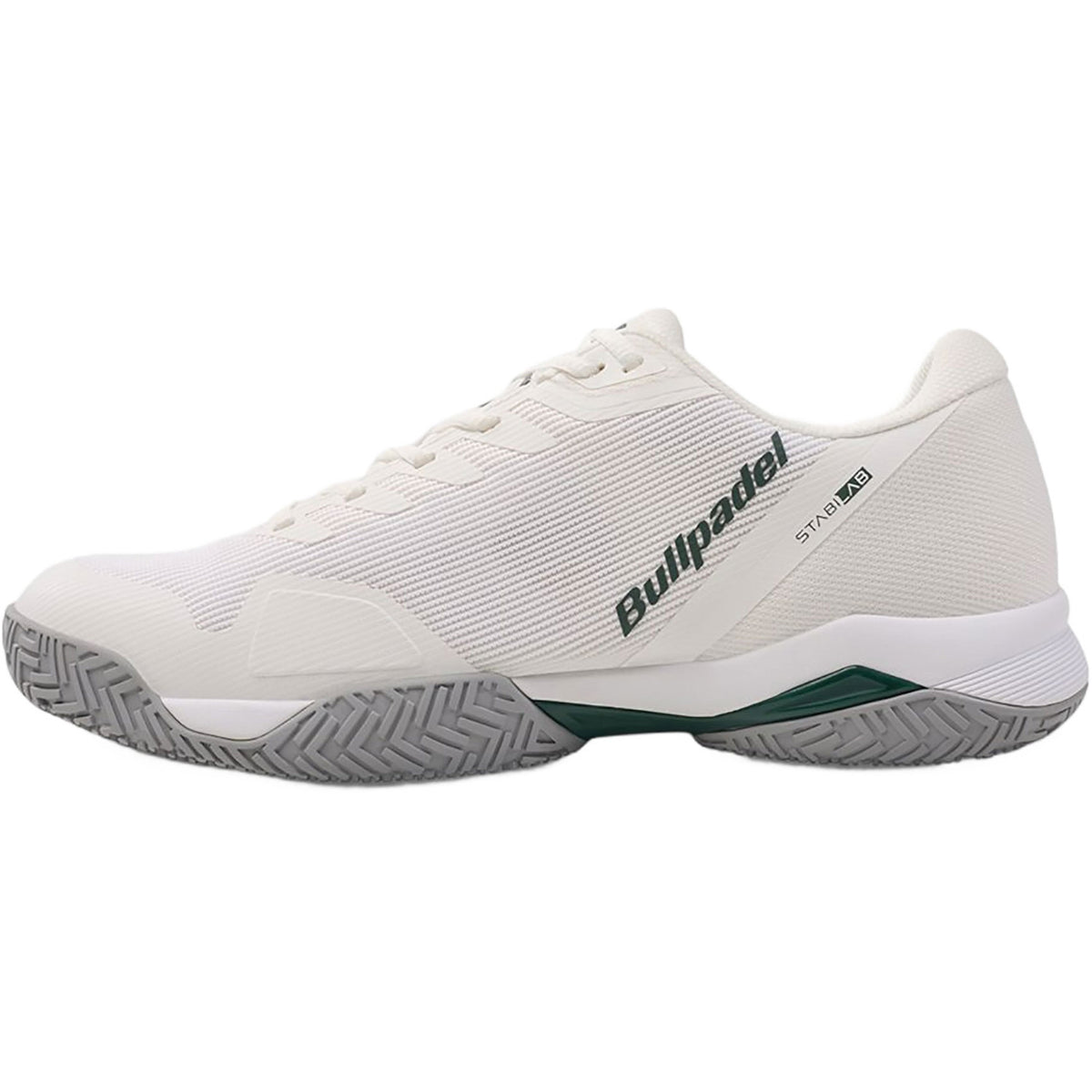 Binnenzijde van de gebroken witte Bullpadel Icon 26V met groen Bullpadel-logo