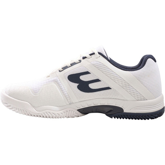 Binnenzijde van de witte Bullpadel Indiga 26V met donkerblauw Bullpadel-logo