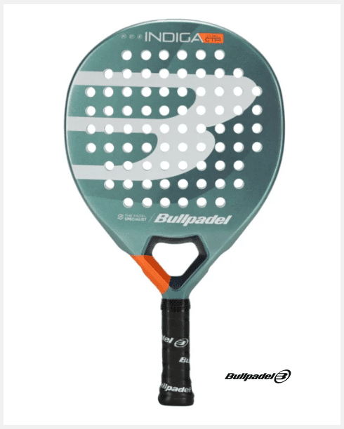 Bullpadel Indiga Control 25 padelracket in donkergroen met wit patroon, vooraanzicht
