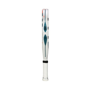 Zijaanzicht van het Bullpadel Ionic Light 25 over de volle lengte met witte grip
