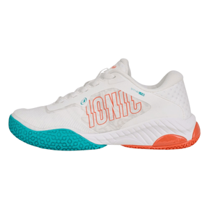Binnenzijde van de witte Bullpadel Ionic W 25I met oranje Ionic-opdruk