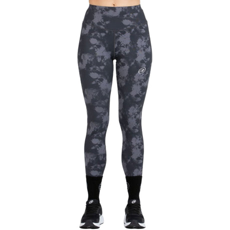 Vooraanzicht van de zwarte Bullpadel Legging Eludi met grijze camouflageprint