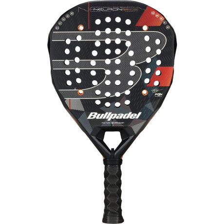 Bullpadel NEURON 02 Edge 26 padelracket in zwart met rood en wit, vooraanzicht