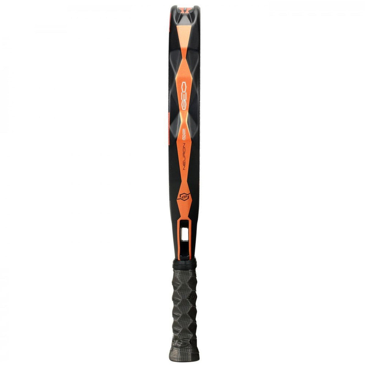 Zijaanzicht van het Bullpadel NEURON 02 Edge 26 over de volle lengte met oranje detail