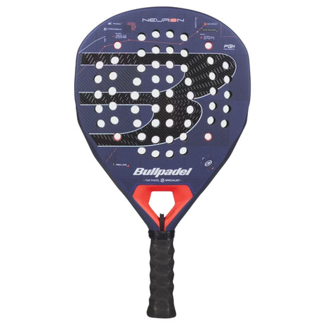 Bullpadel Neuron 27 padelracket in donkerblauw met rood, vooraanzicht