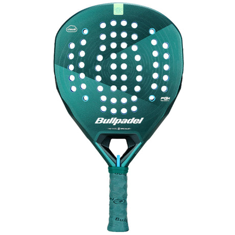 Bullpadel Neuron Cloud 02 26 padelracket in donkergroen met turquoise, vooraanzicht