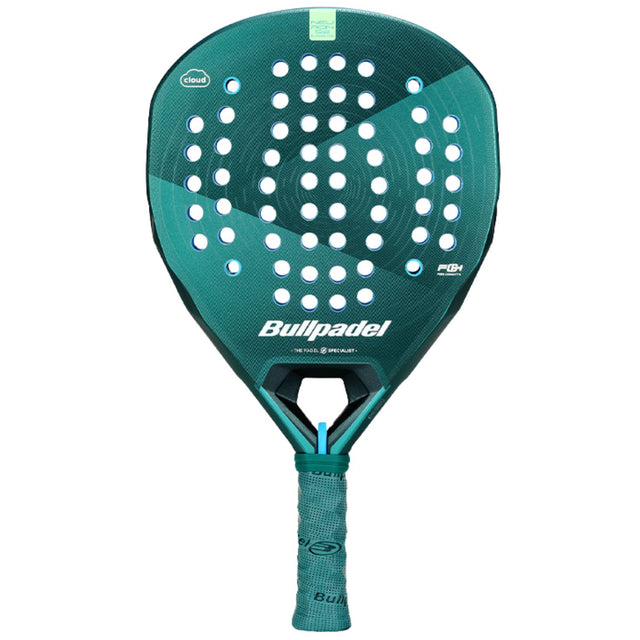 Bullpadel Neuron Cloud 02 26 padelracket in donkergroen met turquoise, vooraanzicht