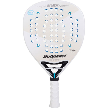 Bullpadel NEURON Cloud 25 padelracket in wit met turquoise stippen, vooraanzicht