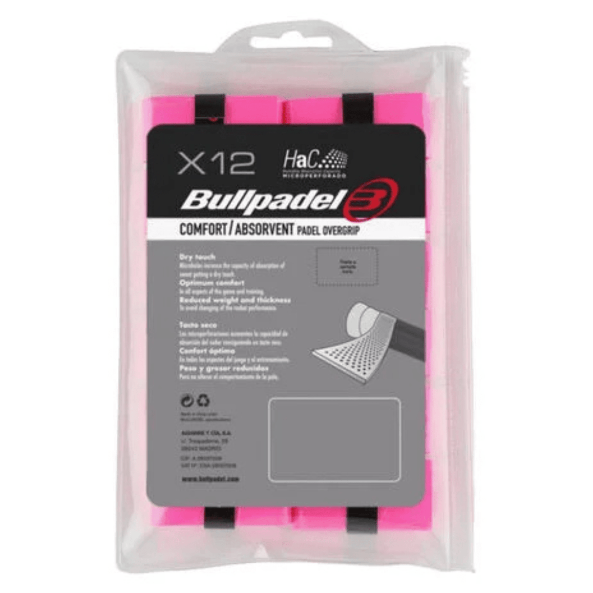 Bullpadel Overgrips Comfort Pink (Pack X12) - 
