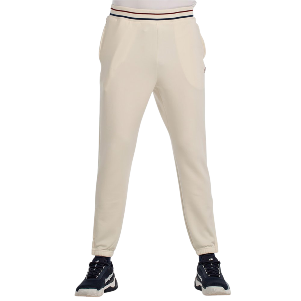 Beige Bullpadel Ain joggingbroek voor heren met smal toelopende pijpen en enkelboorden