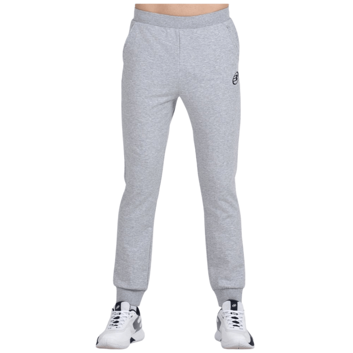 Vooraanzicht van de lichtgrijze Bullpadel Pants Basar joggingbroek met klein logo