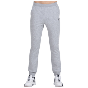 Vooraanzicht van de lichtgrijze Bullpadel Pants Basar joggingbroek met klein logo