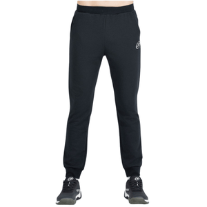 Vooraanzicht van de zwarte Bullpadel Pants Basar met logo op de linkerpijp