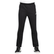 Vooraanzicht van de zwarte Bullpadel Pants Brome met wit logo op de pijp