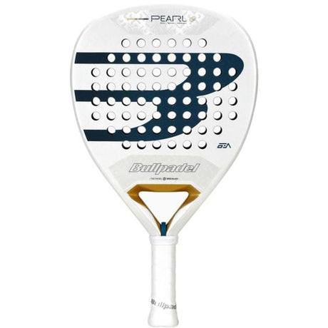 Bullpadel Pearl 26 dames padelracket in wit met donkerblauw patroon, vooraanzicht