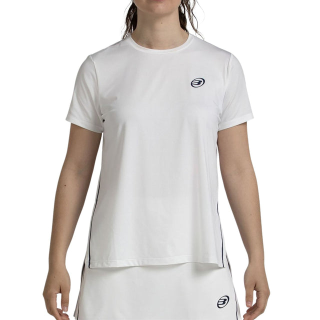 Vooraanzicht van het witte Bullpadel Picase T-shirt voor dames met logo op de borst