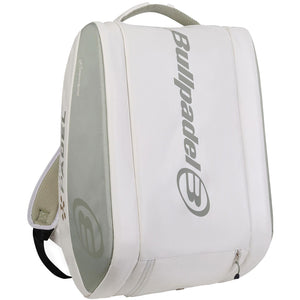 Rechtopstaande witte Bullpadel Vertex Premier met grijs Bullpadel logo