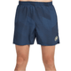 Vooraanzicht van de donkerblauwe Bullpadel Short Lleno met wit logo en vlakkenprint
