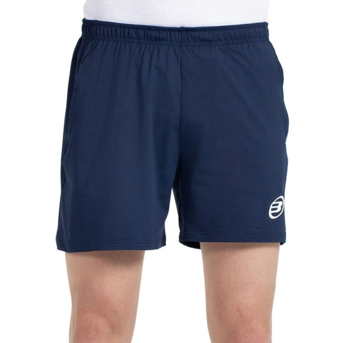 Bullpadel Marace short voor heren in donkerblauw, vooraanzicht met wit logo