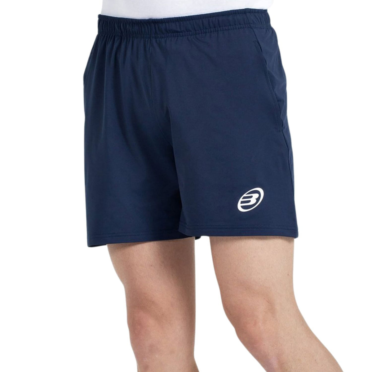 Donkerblauwe Bullpadel Marace short schuin gefotografeerd