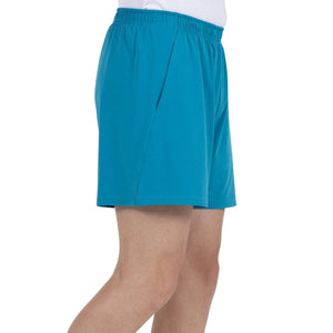 Turquoise Bullpadel Marace short van opzij met split in de pijp