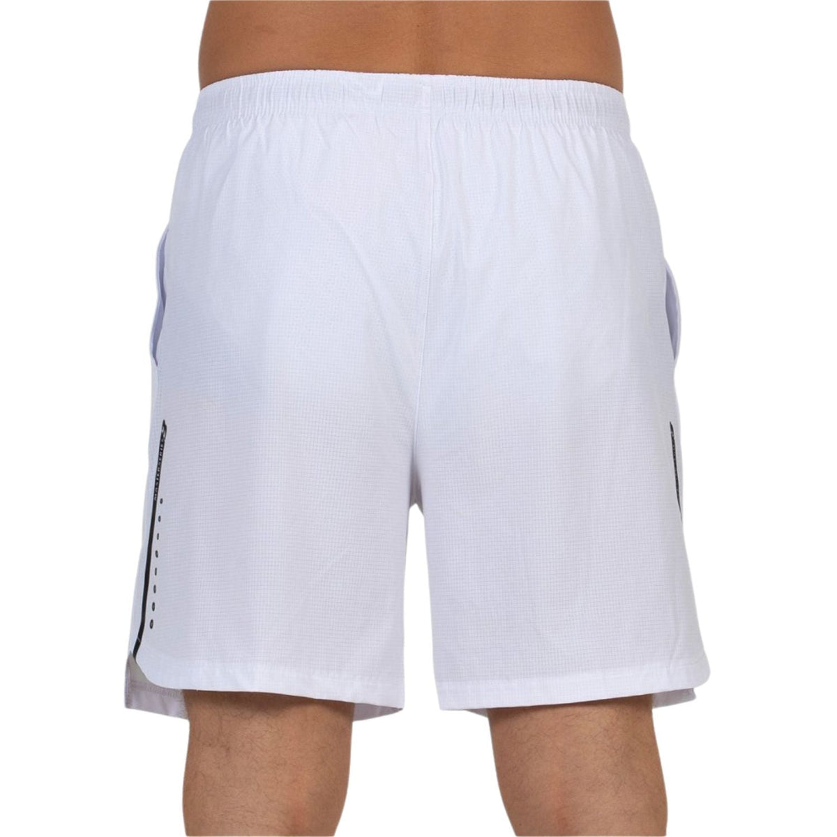 Zijaanzicht van de witte Bullpadel Short Mazari met geperforeerde ventilatiestrook