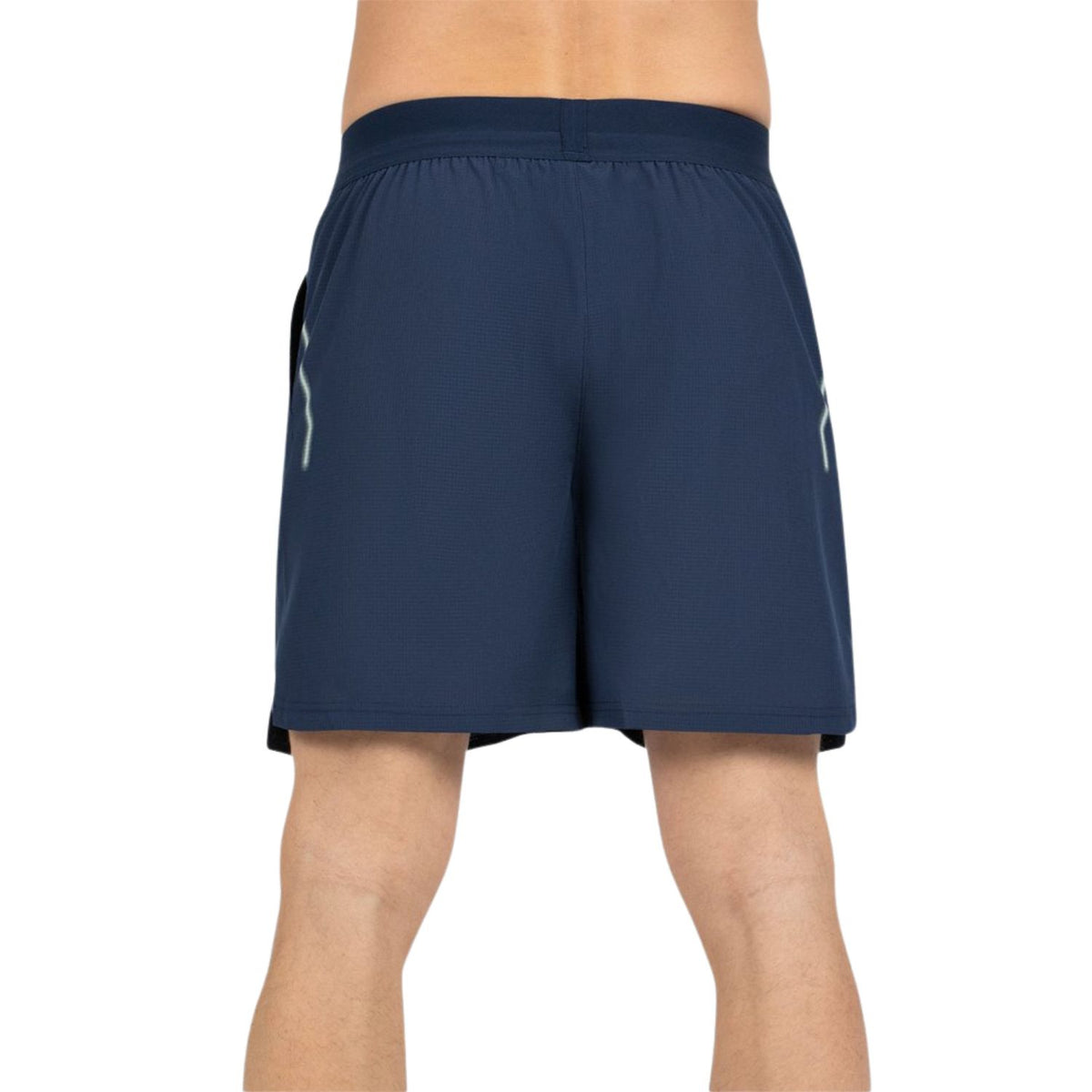 Donkerblauwe Bullpadel Moncada short van opzij met reflecterende rits