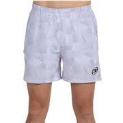 Vooraanzicht van de witte Bullpadel Short Monch met subtiele vlakkenprint en logo