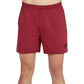 Vooraanzicht van de bordeauxrode Bullpadel Short Monfort met zwart logo op de pijp
