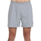 Vooraanzicht van de grijze Bullpadel Short Monfort met klein zwart logo op de pijp
