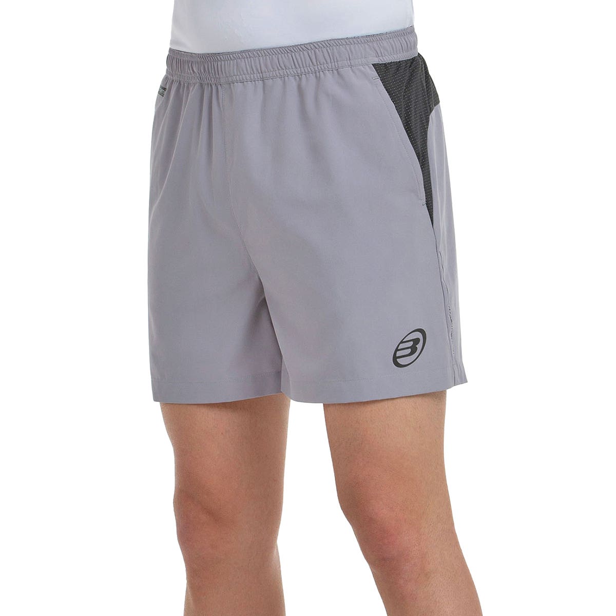 Lichtgrijze Bullpadel Muinos short met donkergrijs zijpaneel en logo