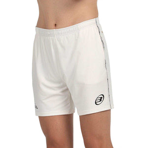 Witte Bullpadel Preux short schuin van voren met elastische tailleband