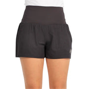 Vue de face du short Bullpadel Short W Enejo gris anthracite, avec logo sur la jambe gauche