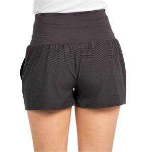 Vue arrière du short Bullpadel Short W Enejo pour femme, de couleur gris anthracite, à taille haute