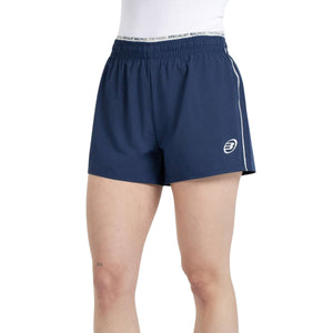 Donkerblauwe Bullpadel Pinolu short schuin met witte bies langs de pijp