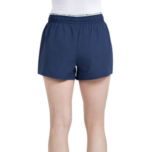 Achteraanzicht van de donkerblauwe Bullpadel Pinolu short voor dames