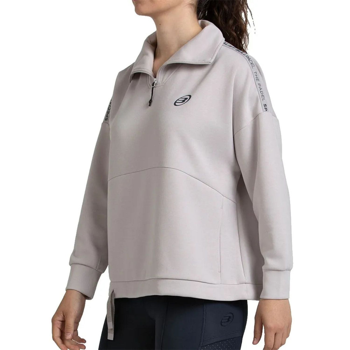 Camisola Beige Bullpadel Alasia com corte oblíquo e gola larga