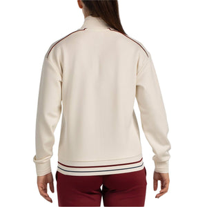 Achterzijde van de gebroken witte Bullpadel Alsa sweater met gestreepte zoomboord