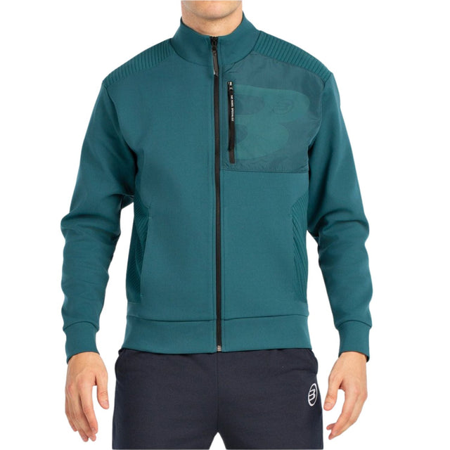 Vooraanzicht van het petrolgroene Bullpadel Sweatshirt Breen met volledige rits