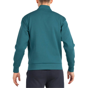 Achterzijde van het petrolgroene Bullpadel Sweatshirt Breen met opstaande kraag