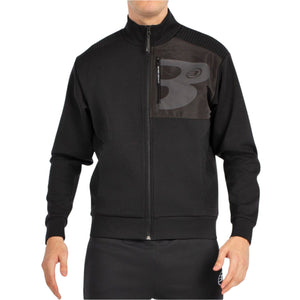 Vooraanzicht van het zwarte Bullpadel Sweatshirt Breen met logo-opdruk op de borst